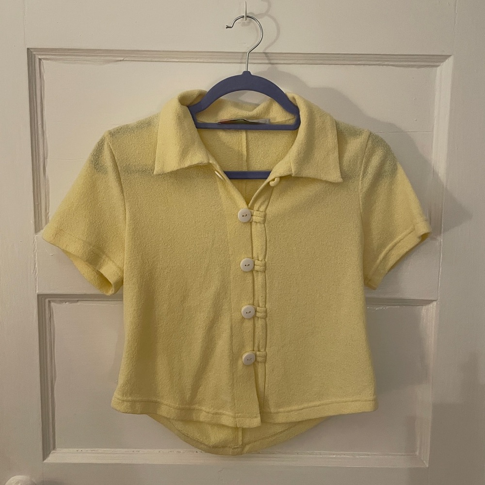 NWOT Free People Beach Yellow Button-Down Shirt